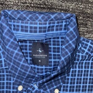 Tailorbyrd Men's Navy Plaid Button Down Shirt